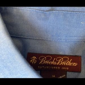 Brooks Brothers Boys 14 Blue Oxford Non-iron